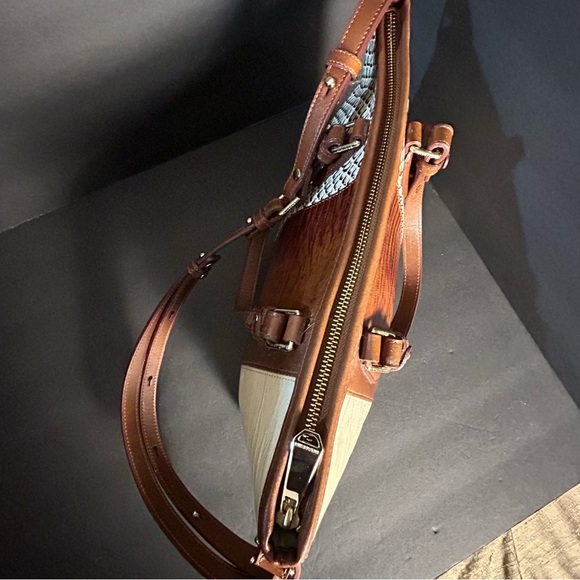 Brahmin Mini Asher Satchel Brown Sahara Cream Leather Croc Embossed Shoulder Bag - Picture 9 of 16